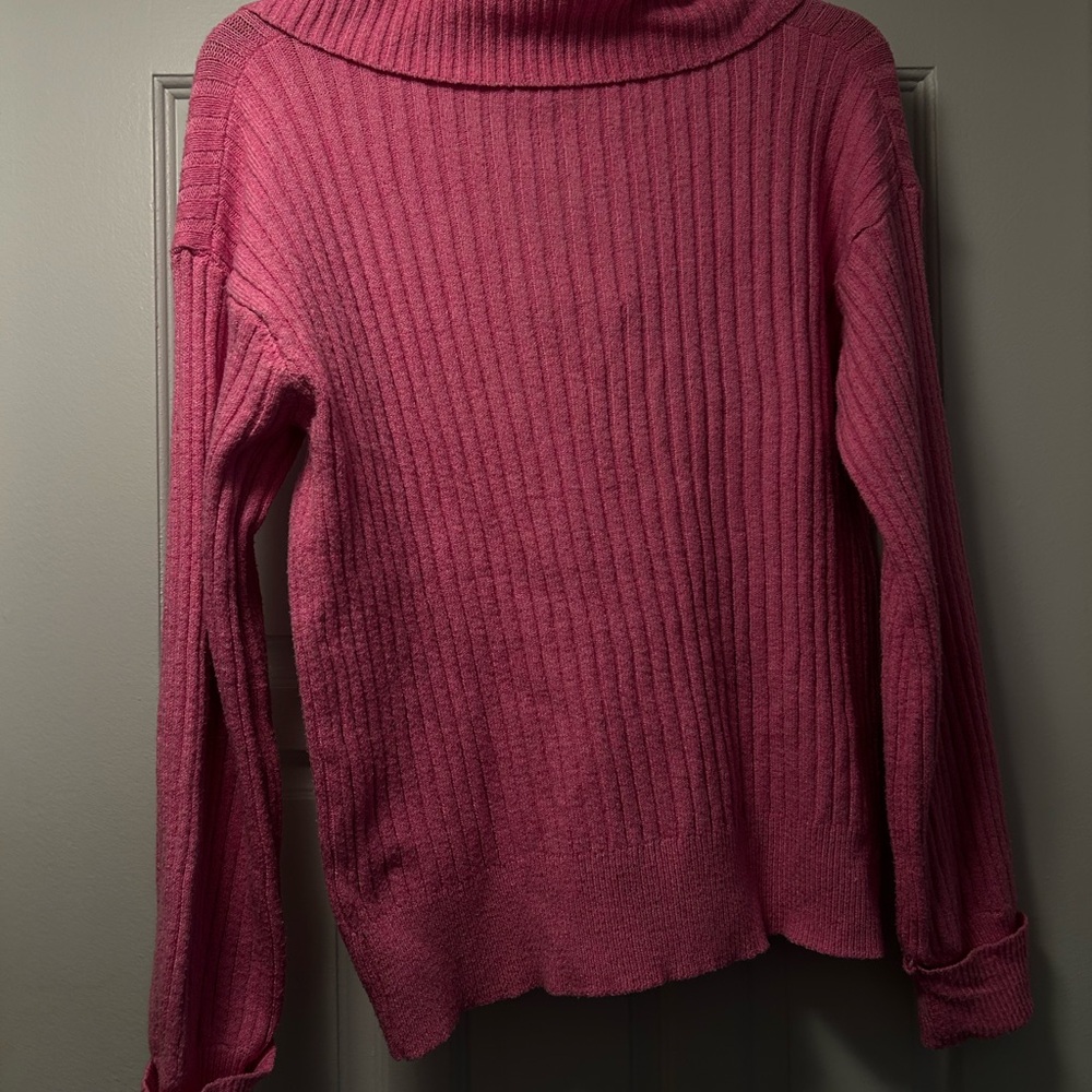 Pink Ribbed Half-Zip Sweater - Picture 6 of 7